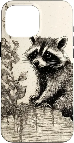 Vista 19 de Minimalistic Plant Draw Racoon Case for iPhone 17