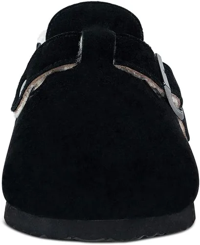 Vista 2 de Zuecos de corcho para mujer, zuecos de cuero de gamuza de vaca, plantilla suave, zuecos de corcho forrados de felpa, zuecos antideslizantes forrados