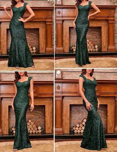 Vista 3 de Madam Uniq Vestido formal con lentejuelas y cola de pez sin mangas de los años 20, estilo Gatsby, cóctel, graduación, elegante, maxi vestidos