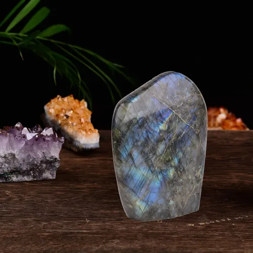 Vista 4 de AMOYSTONE Piedra decorativa única labradorita pulida losa cristal aura curación reiki decoración del hogar pequeña 0.8-1.3 libras
