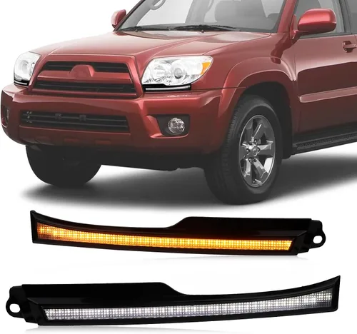 Vista 8 de Lámpara de Marcador Lateral LED para Faros Delanteros, Luz de Circulacion Diurna en Ámbar, Señal de Giro Secuencial Compatible con Toyota 4Runner