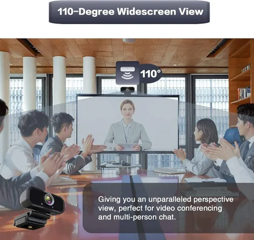 Vista 2 de Webcam 1080p HD interruptor de computadora 2 cámaras - Micrófono portátil USB PC Webcam con soporte para trípode, transmisión en vivo de 110 grados