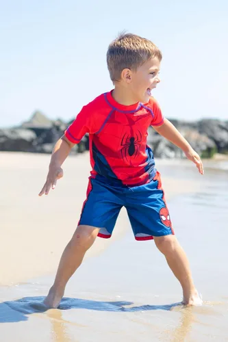 Vista 2 de Marvel Spider-Man Avengers - Conjunto de traje de baño con protección UPF 50+ para niños pequeños y grandes