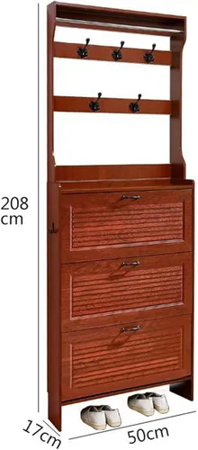 Vista 6 de Perchero, Perchero Con Almacenamiento De Zapatos Ben, Percherro Con Estante Superior Y Ganchos, Madera Y, Para Pasillo, Entrada, Oficina