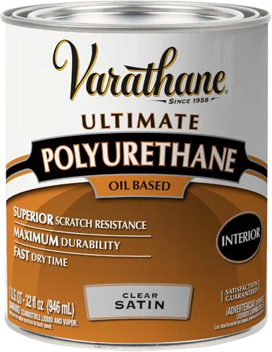 Vista 14 de Varathane - Barniz para interiores de poliuretano a base de aceite en aerosol, acabado satinado