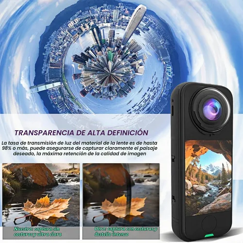 Vista 5 de Insta 360 X4 Air Premium - Protectores de lente de vidrio templado para accesorios de aire Insta360 X4 (vidrio óptico)