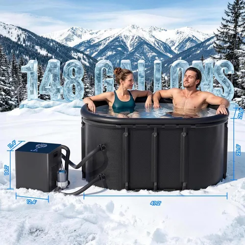 Vista 5 de Cold Plunge Chiller with Ice Bath Tub Kit, 1/3 HP Ice Bath Chiller with External Filter & Pump, WiFi App Control, Top-Mounted Touchscreen, 148 Gal