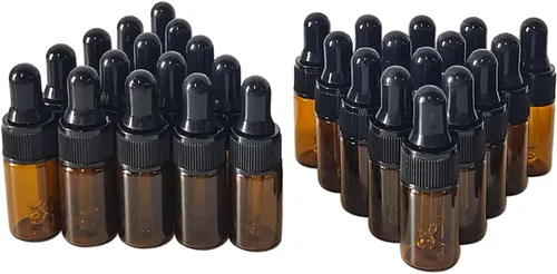 Vista 6 de Mini botella de vidrio ámbar con gotero, aceite esencial de 0.1 fl oz, cosméticos, perfume de viaje