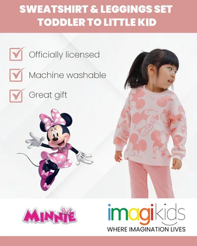 Vista 3 de Disney Minnie Mouse Daisy Duck - Conjunto de sudadera de forro polar y leggings para niñas pequeñas