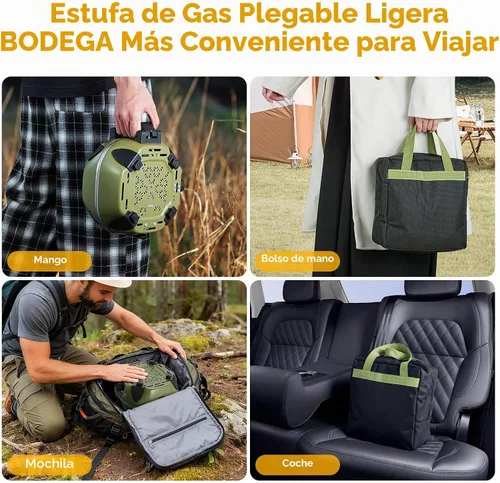 Vista 5 de BODEGA Estufa de Campamento de 2 Quemadores, Estufa de Campamento de Propano Plegable de 20000 BTU con Quemadores Ajustables, Estufas de Gas Dobles
