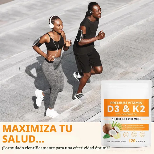 Vista 8 de flasture Suplemento de Vitamina D3 K2 en Cápsulas Blandas, 10000 UI de VIT D3 + 200 MCG de K2 (MK-7) Fórmula 2-en-1 para Reposición con Aceite