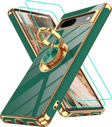Vista 123 de Funda para Motorola Moto G 5G 2024: Funda Moto G Play 5G 2024 con 2 piezas de protectores de pantalla, soporte de anillo de rotación de 360°