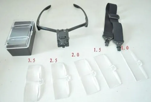 Vista 5 de 1.0x, 1.5x, 2.0x, 2.5x, 3.5x Lupa de diadema de soporte para gafas con lámpara LED #9892b