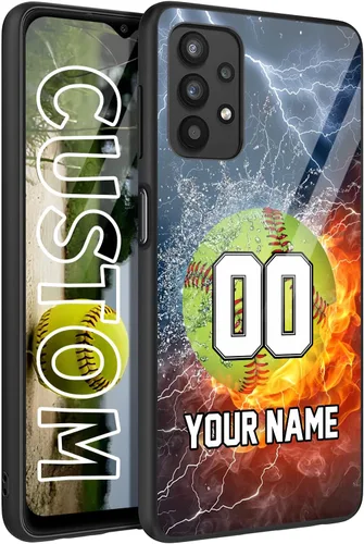 Vista 8 de Personalized Baseball Softball vs Name Number US Flag Decor Rubber Cover Phone Case for Galaxy America Fire