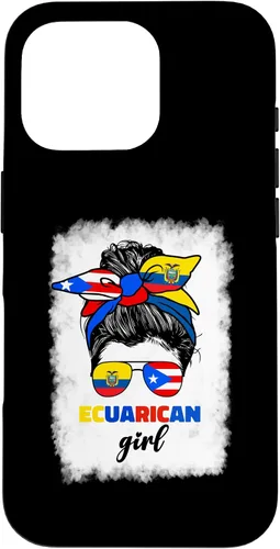 Vista 20 de Funda para iPhone 16, mitad ecuatoriana y puertorriqueña Rico Ecuador Flag Girl Mix