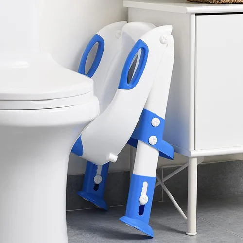 Vista 4 de SKYROKU - Asiento de entrenamiento para ir al baño, con escalera, para niños y niñas, cómodo y seguro con almohadillas antideslizantes