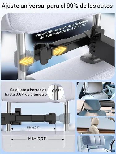 Vista 7 de Ventiladores de coche para asiento trasero, batería de 3600 mAh y Negro