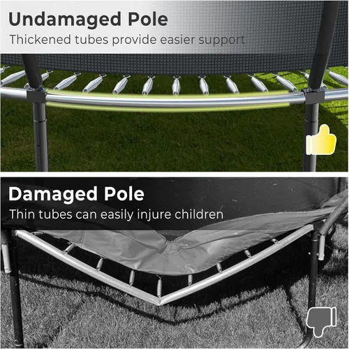 Vista 5 de Lyromix 12 14 15 16 pies, camas elásticas al aire libre para niños y adultos, trampolín de calabaza con postes curvos, trampolín recreativo con aro