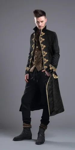 Vista 5 de FunParrot Chaqueta steampunk vintage para hombre, estilo gótico, victoriano, uniforme de Halloween (negro, 2XL)