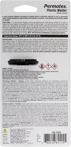 Vista 4 de Permatex 84115-12PK PermaPoxy soldadura de plástico de 5 minutos, 0.84 onzas, Negro