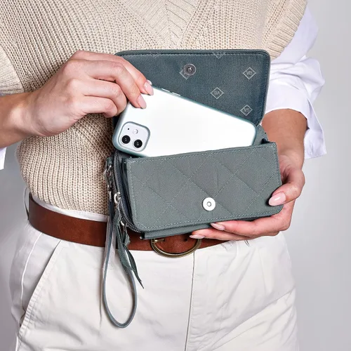 Vista 6 de Bolso cruzado todo en uno de sarga de rendimiento para mujer con protección RFID