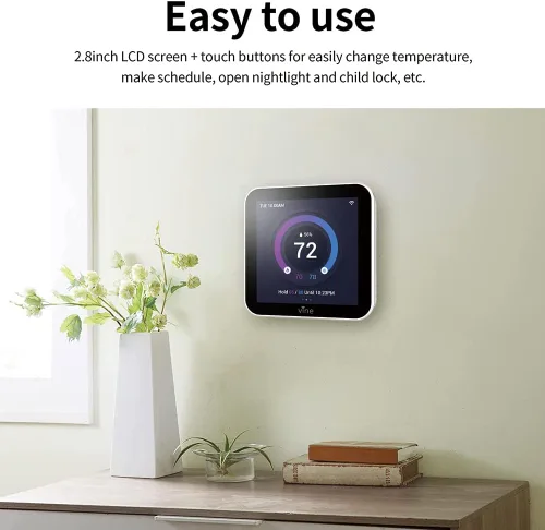 Vista 6 de Vine Termostato inteligente programable TJ-560 de 4 pulgadas con pantalla táctil completa para el hogar con control de aplicaciones, ahorro