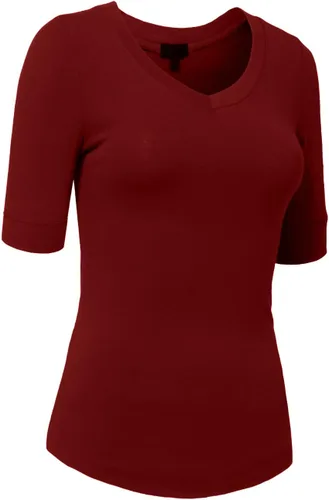 Vista 2 de NE PEOPLE Camiseta de manga media con cuello en V para mujer (S-3XL)