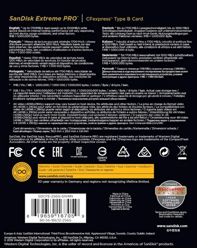 Vista 5 de SanDisk Tarjeta CFexpress Extreme PRO de 256 GB tipo B - SDCFE-256G-GN4IN