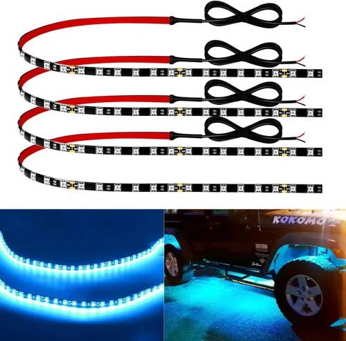 Vista 11 de Keiurot Tira de luces LED para automóvil, 24 pulgadas, conectable, azul, para coches, barcos, carros de golf, camiones, impermeables, 12 V, paquete