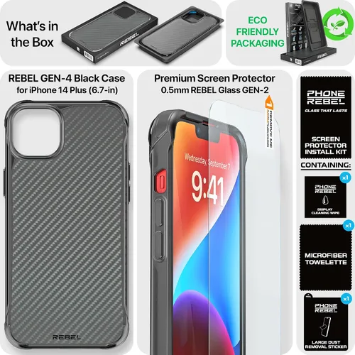 Vista 6 de REBEL Funda para iPhone 14 Plus [Serie de fibra de aramida Gen-4] Fuerte compatible con MagSafe, esquinas protectoras a prueba de golpes, botones