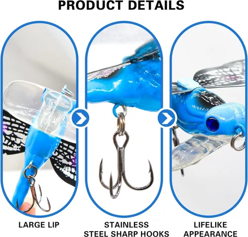 Vista 3 de Señuelos de pesca Topwater Señuelos simulación conjunto con ganchos para herramientas de pesca al aire libre