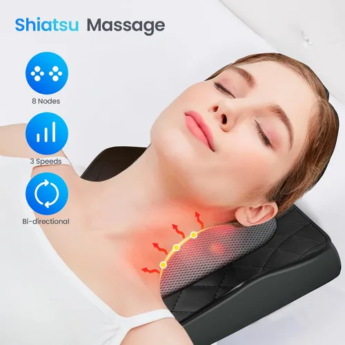 Vista 3 de CuPiLo - Masajeador de espalda y cuello, elegible para FSA, masajeador de tienda HSA para alivio del dolor de tejido profundo, masaje caliente