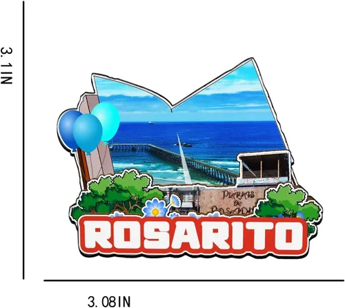 Vista 3 de Rosarito - Imán de madera para nevera, diseño de México, monumentos en 3D, recuerdos coleccionables, decoración hecha a mano, 2056