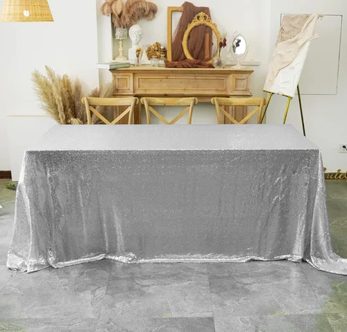 Vista 11 de Mantel de lentejuelas de 60 x 102 pulgadas, azul bebé, para boda, fiesta, despedida de soltera, rectangular