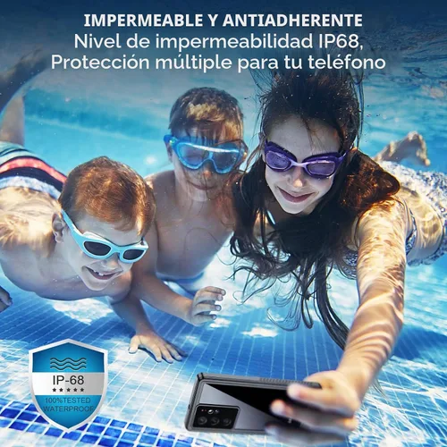 Vista 4 de Temdan Funda impermeable para Samsung Galaxy S22 Ultra, protector de pantalla integrado de 360°, cuerpo completo, resistente, a prueba de golpes