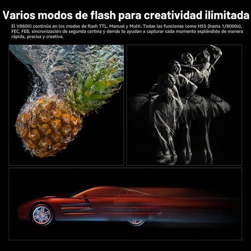 Vista 6 de Godox V860III-S Flash para Sony, 2,4G TTL Flash HSS Externo 1/8000s, 480 Destellos de Potencia Completa, Lámpara de Modelado LED de 10 Niveles