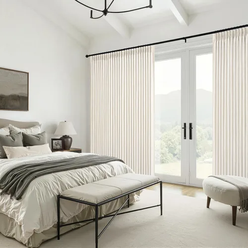 Vista 7 de Cortinas plisadas de lino opacas de 96 pulgadas de largo, juego de 2 paneles para oscurecer la sala de estar/dormitorio, cortinas térmicas virales
