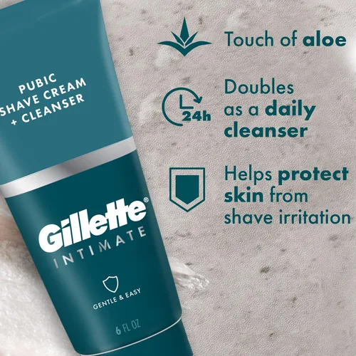 Vista 11 de Gillette Intimate 2 en 1 Crema de Afeitado Púbico + Limpiador, Fórmula Suave, Formulada para el Vello Púbico y la Piel, con Aloe, Libre de Parabenos