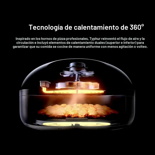 Vista 2 de Typhur Dome 2 AI - Freidora de aire extra grande mejorada con IA, con flujo de aire superior, freidora digital inteligente autolimpiante con cesta