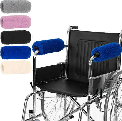 Vista 13 de Cubiertas para apoyabrazos de silla de ruedas Vive (par) - Almohadillas de espuma viscoelástica y piel de oveja para apoyabrazos de silla de ruedas