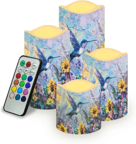 Vista 9 de Ystardream Velas sin llama de hojas tropicales con control remoto que funcionan con pilas, velas LED realistas con control remoto y temporizador