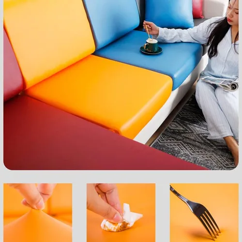 Vista 4 de Funda de piel sintética para sofá, funda elástica de cojín de 1/2/3/4 plazas, funda protectora impermeable de muebles para sofá, silla, asiento