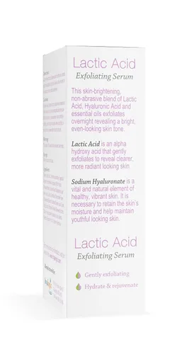 Vista 3 de Hyalogic Suero de ácido láctico al 10% para la cara con ácido hialurónico y aceites esenciales, exfoliante facial no abrasivo, para una piel más