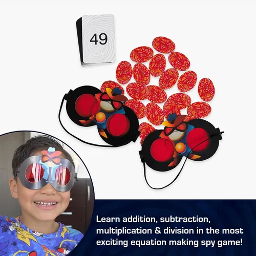 Vista 6 de Chalk & Chuckles Super Math Spy Board Game para niños de 8 a 12 años Practica multiplicación, división, suma y resta Juguete de matemáticas STEM