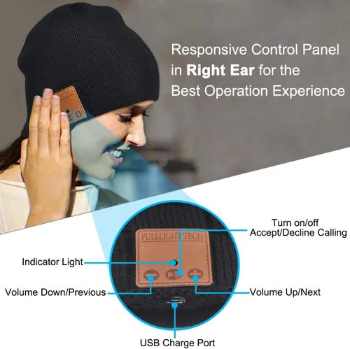 Vista 5 de Gorro con auriculares Bluetooth, regalos únicos de tecnología navideña