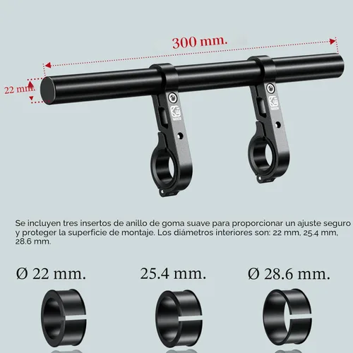 Vista 3 de BRCOVAN Extensor de Manillar de Aleación de Aluminio con Barra Transversal de 11.81 Pulgadas y Base de Montaje de Doble Abrazadera Compatible