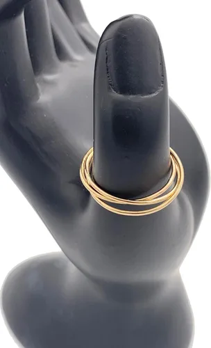 Vista 3 de Anillo rodante para ansiedad, relleno de oro de 14 quilates, triple entretejido, anillo de tres hebras para dedo o pulgar Tamaños 7 - 11 Fabricado