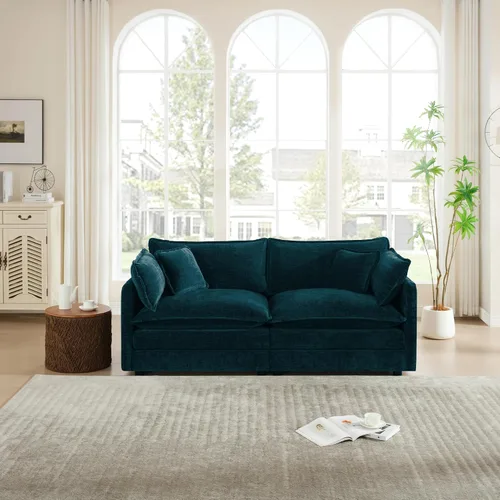 Vista 16 de Sofá modular de felpilla de 111.4 pulgadas, moderno juego de sofá de 3 asientos con asiento profundo, cómodo sofá nube con cojín de espuma doble