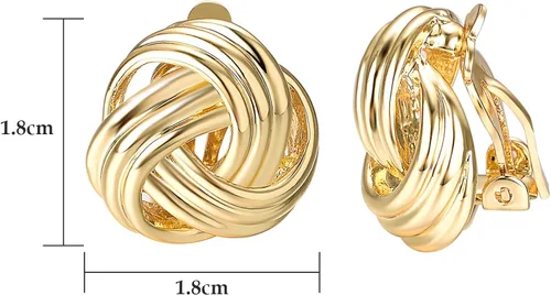 Vista 2 de Yoursfs Aretes con clip de nudo de amor para mujer aretes florales no perforados