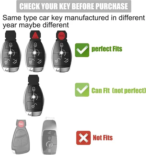 Vista 2 de Gematay Funda para llavero de Mercedes Benz con cordón, funda de TPU suave compatible con Mercedes Benz C E S M CLS CLK G Class Smart Key Holder